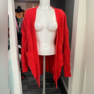 SHEIN Red/Pink Knit Cardigan